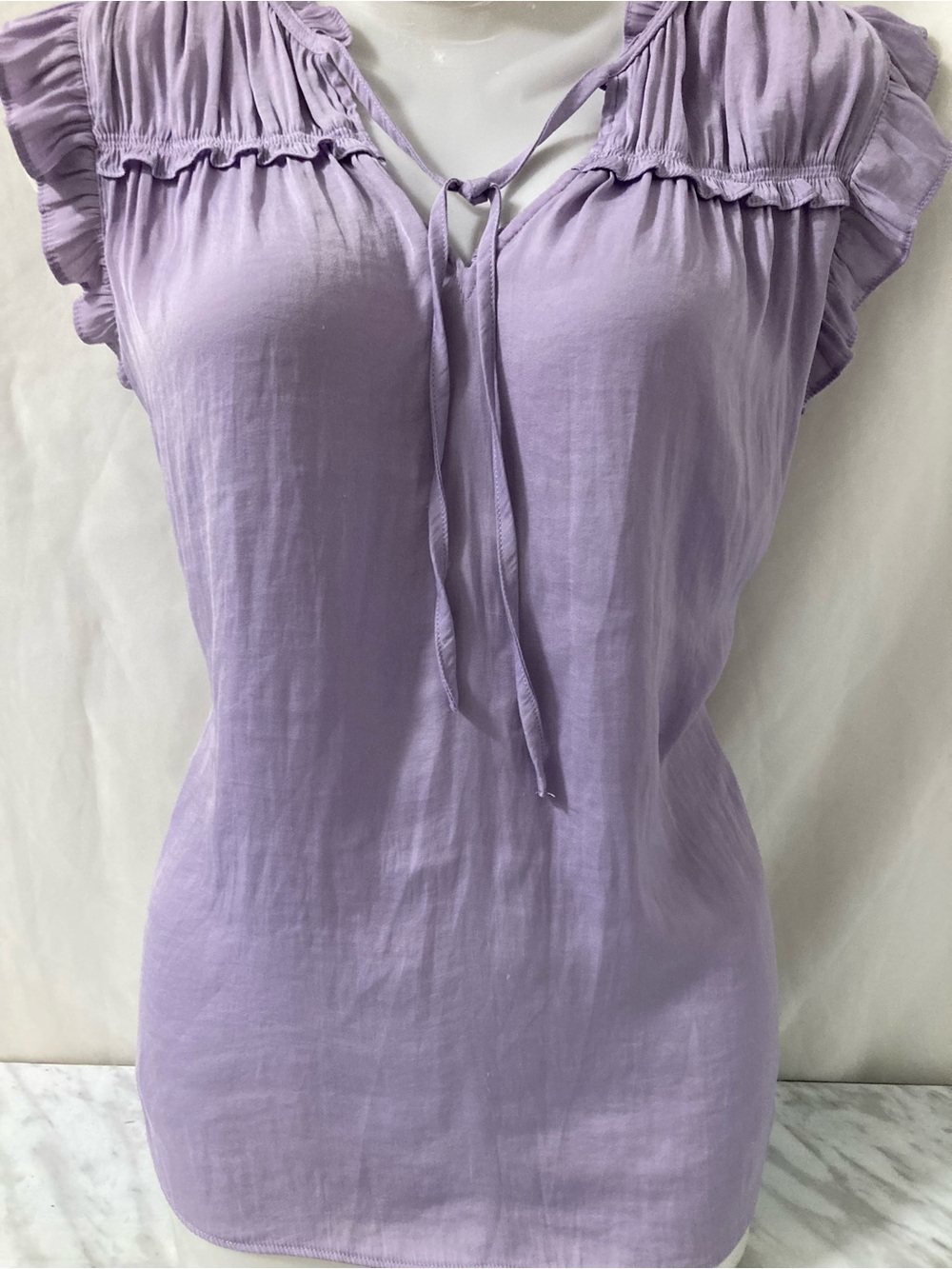 Éliane Rose Purple Ruffle Tie Front Blouse Top M